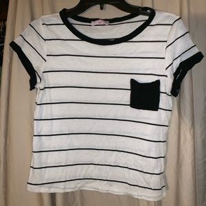Black and white striped crop top from Q